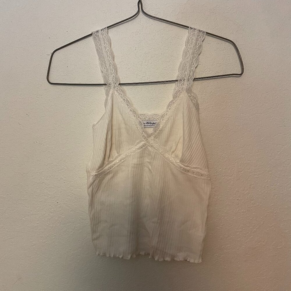 Miss Selfridge Lace Trim White Cami Top